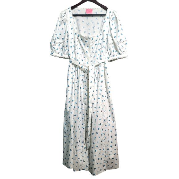Kate Spade White Dainty Bloom Poplin Midi Dress Size 14 - Picture 2 of 7